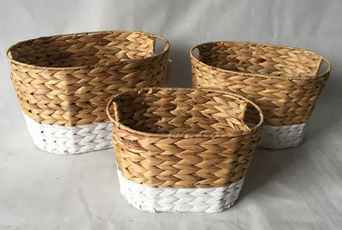 hand woven storage basket gift basket fruit basket made of water hyacinth