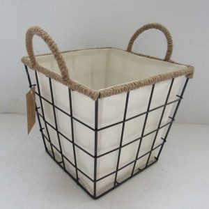 wire storage basket gift basket with fabric liner
