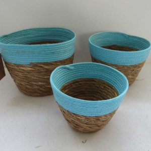 rush and paper rope plant basket can add plastic pot or plastic liner