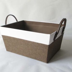 fabric gift basket storage basket with faux leather handle