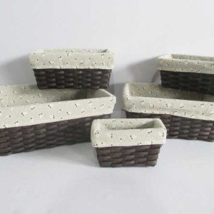 wooden storage basket with fabric liner set of 5