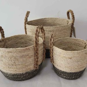 hand made maize plant basket set of 3