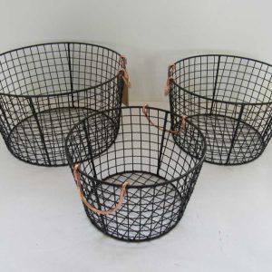 metal storage basket set of 3
