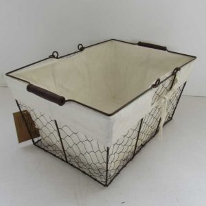 metal storage basket gift basket with handle & fabric liner