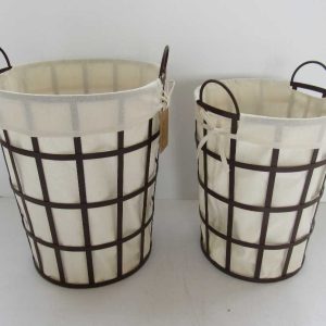 metal storage basket laundry basket with fabric liner