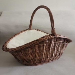 willow log basket wicker storage basket with fabric liner