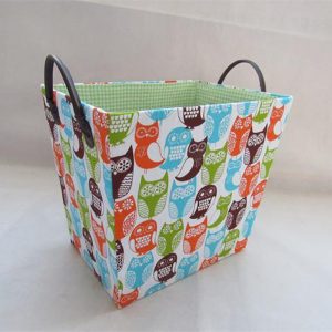 fabric storage basket laundry basket with faux leather handle