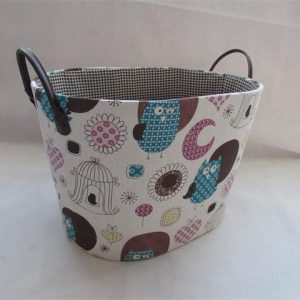 fabric storage basket laundry basket with faux leather handle