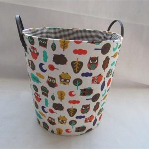 fabric storage basket laundry basket with faux leather handle