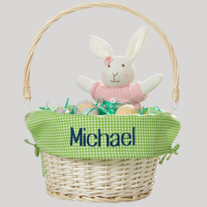 wicker Easter basket with fabric liner willow gift basket