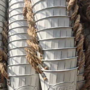 garden flower pot metal planter jute rope handle logo embossed accepted