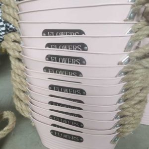 metal planter flower pot with jute rope handle