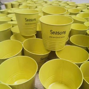 garden flower pot metal panter logo printed