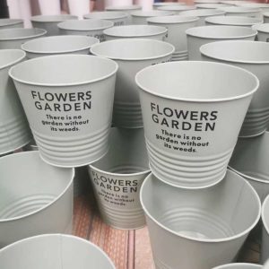 garden flower pot metal panter logo printed