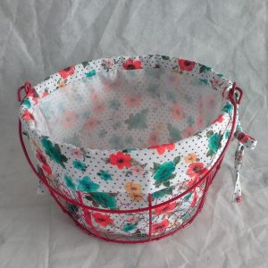 wire Easter basket with fabric liner