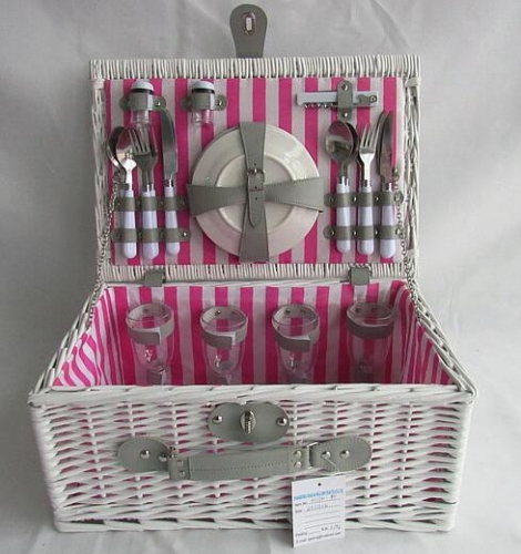 Picnic basket set,wicker picnic basket,wicker hamper, service for 1-2