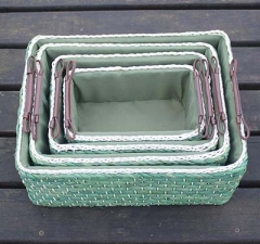 hand made maize storage basket gift basket with faux leather handle
