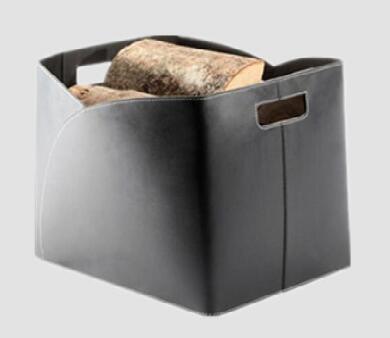 log basket storage basket made of faux leather