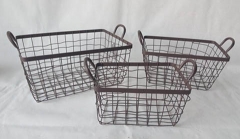 wire storage basket fruit basket set of 3