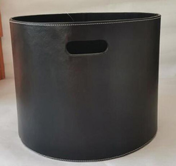 storage basket,firewood basket,made of faux leather with cardboard