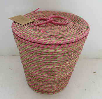 storage basket with lid,fruit basket,made of sea grass