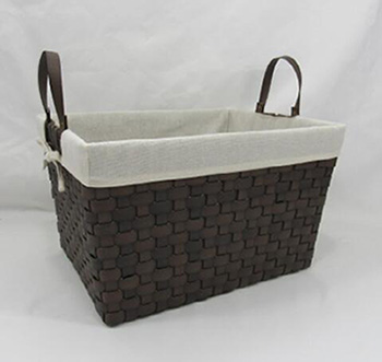 storage basket,laundry basket,gift basket,made of faux leather with fabric liner