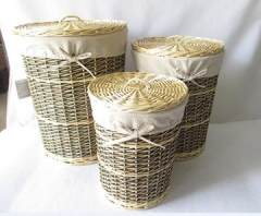 wicker storage basket,wicker laundry basket,S/3