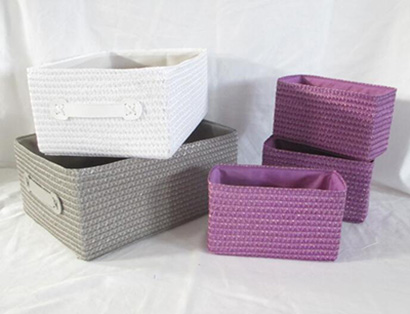 storage basket,made of PE straw with fabric liner,S/5