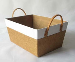 storage basket gift basket fabric basket with leather handle