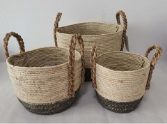 maize and rush flower pot hand made