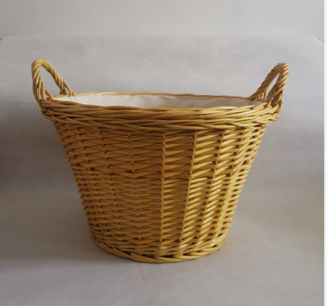 willow log basket with liner