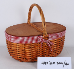 hand woven empty willow picnic basket