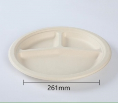 bagasse pulp 3 compartment plate disposable food plate 9