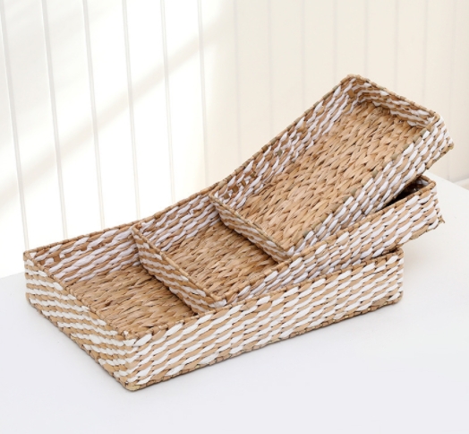 hand woven rush and paper storage basket gift basket with metal frame