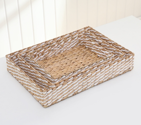 hand woven rush and paper storage basket gift basket with metal frame