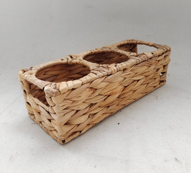 compartment water hyacinth hand woven storage basket storage organizer basket for planter and kitchen