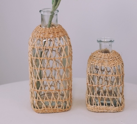 100% hand woven glass vase skirt