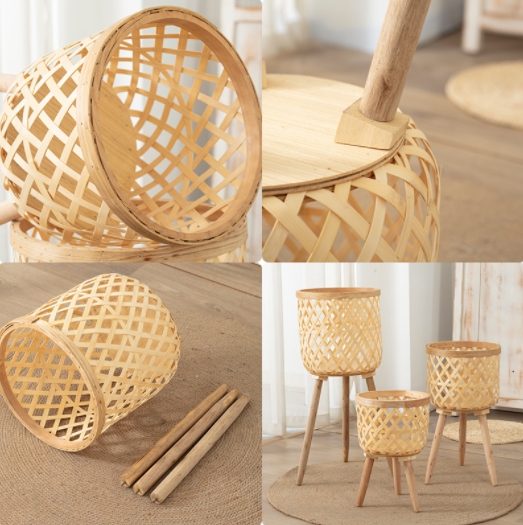 100% hand woven bamboo basket