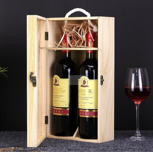 paulownia wooden wine gift box for 2 bottles