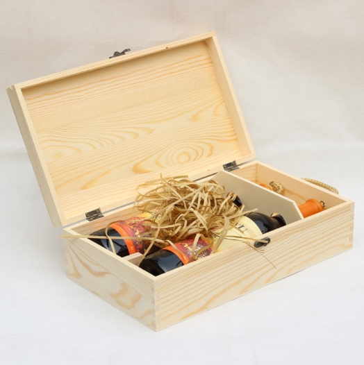 wooden wine gift box pine wine box,logo printed