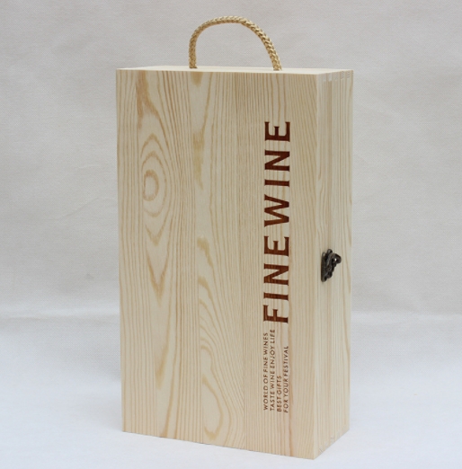 wooden wine gift box pine wine box,logo printed