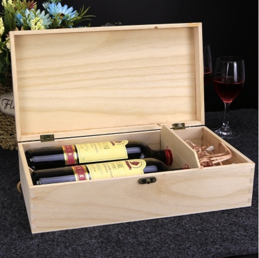 paulownia wooden wine gift box for 2 bottles